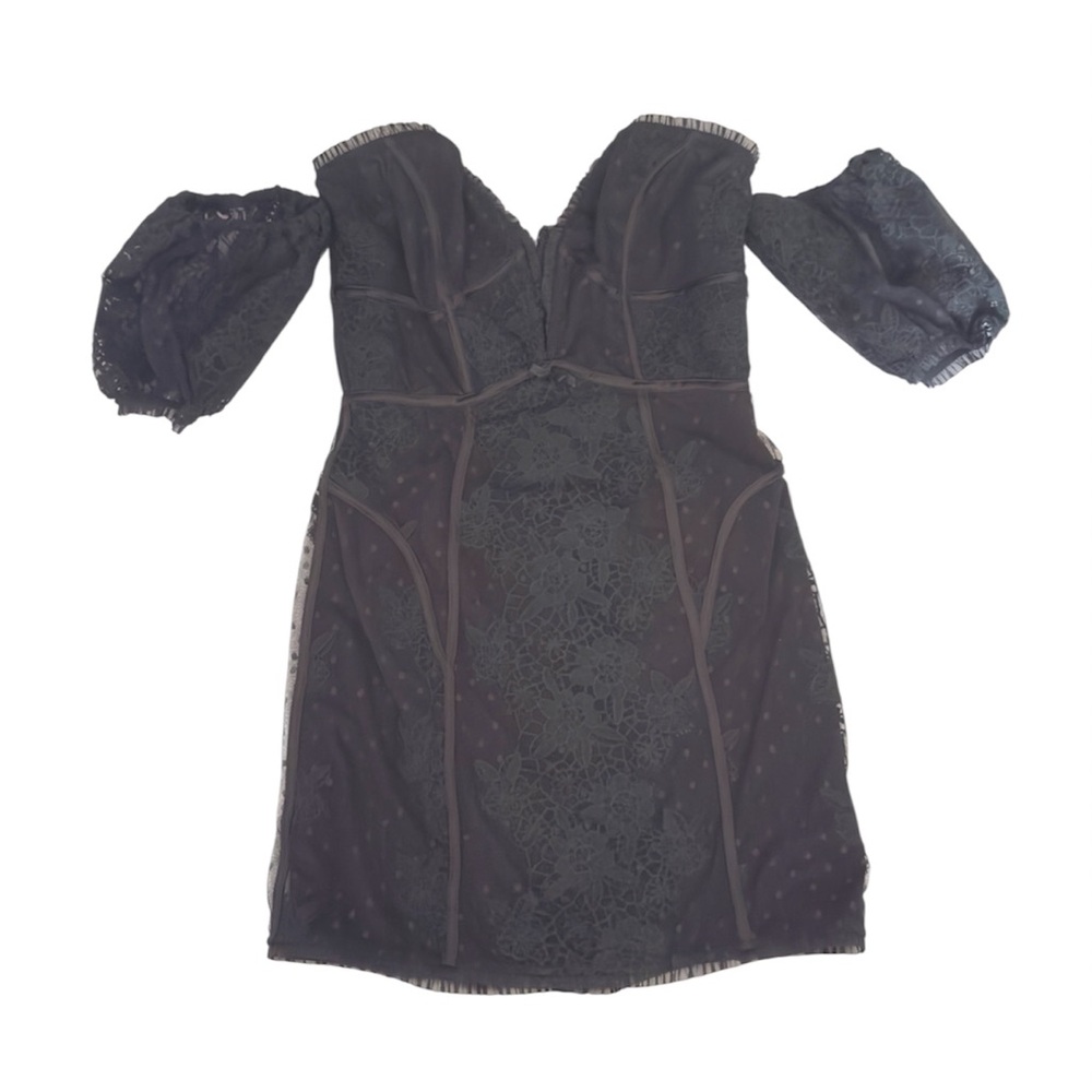 For Love & Lemons Azalea Black Strapless Lace Romantic Witchy Mini Dress size M - Picture 3 of 12